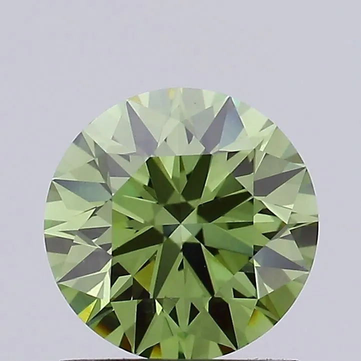 1.24ct Round Lab Grown Diamond (Colour Fancy Vivid Green, Clarity VVS2, Cut ID, IGI Certified)