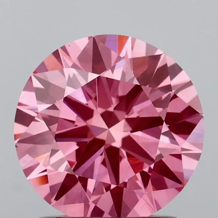 1.25ct Round Lab Grown Diamond (Colour Fancy Vivid Pink, Clarity VVS2, Cut EX, IGI Certified)
