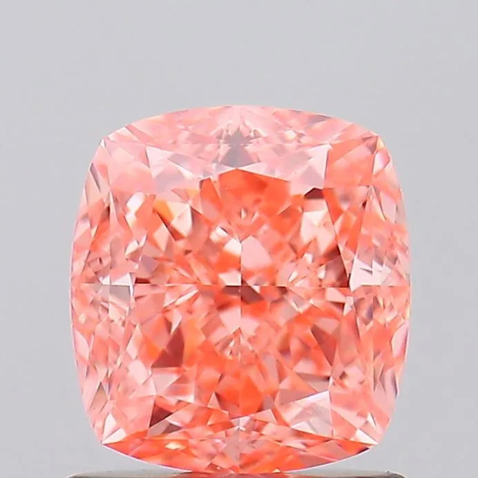 1.27ct Cushion modified Lab Grown Diamond (Colour Fancy Vivid Orange Pink, Clarity VVS2, IGI Certified)