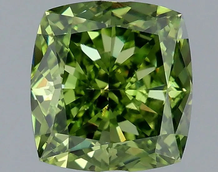 1.29ct Cushion modified Lab Grown Diamond (Colour Fancy Vivid Green, Clarity VS2, IGI Certified)