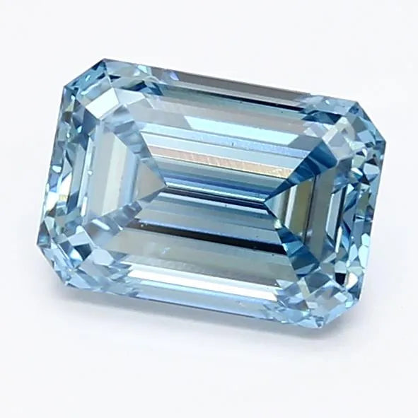 1.29ct Emerald Lab Grown Diamond (Colour Fancy Vivid Blue, Clarity VS2, IGI Certified)