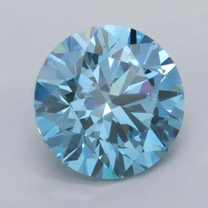 1.30ct Round Lab Grown Diamond (Colour Fancy Vivid Blue, Clarity VVS2, Cut ID, IGI Certified)