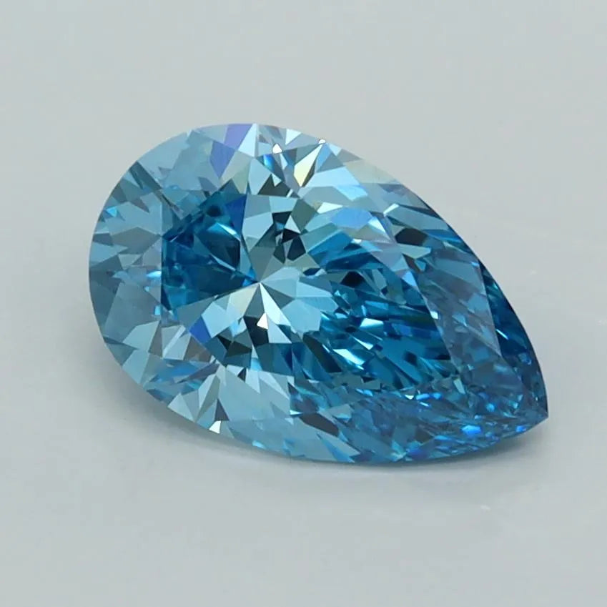 1.35ct Pear Lab Grown Diamond (Colour Fancy Vivid Blue, Clarity VVS2, IGI Certified)