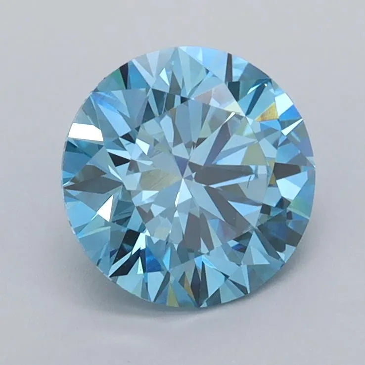 1.35ct Round Lab Grown Diamond (Colour Fancy Vivid Blue, Clarity VVS2, Cut ID, IGI Certified)