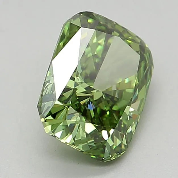 1.36ct Cushion brilliant Lab Grown Diamond (Colour Fancy Vivid Green, Clarity VS1, IGI Certified)