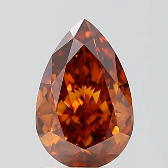 1.37ct Pear Lab Grown Diamond (Colour Fancy Deep Orange, Clarity VVS2, IGI Certified)