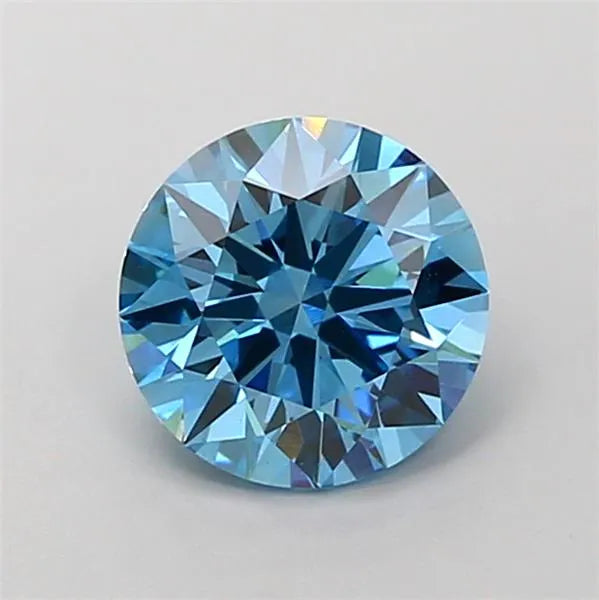 1.37ct Round Lab Grown Diamond (Colour Fancy Vivid Blue, Clarity VVS2, Cut ID, IGI Certified)