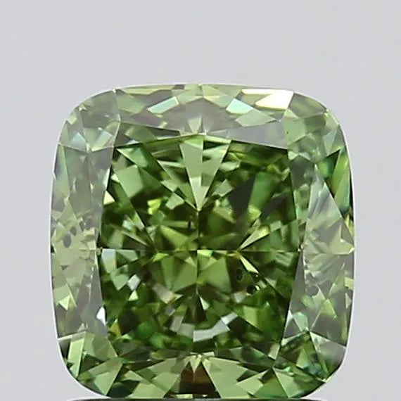 1.41ct Cushion modified Lab Grown Diamond (Colour Fancy Vivid Green, Clarity SI1, IGI Certified)