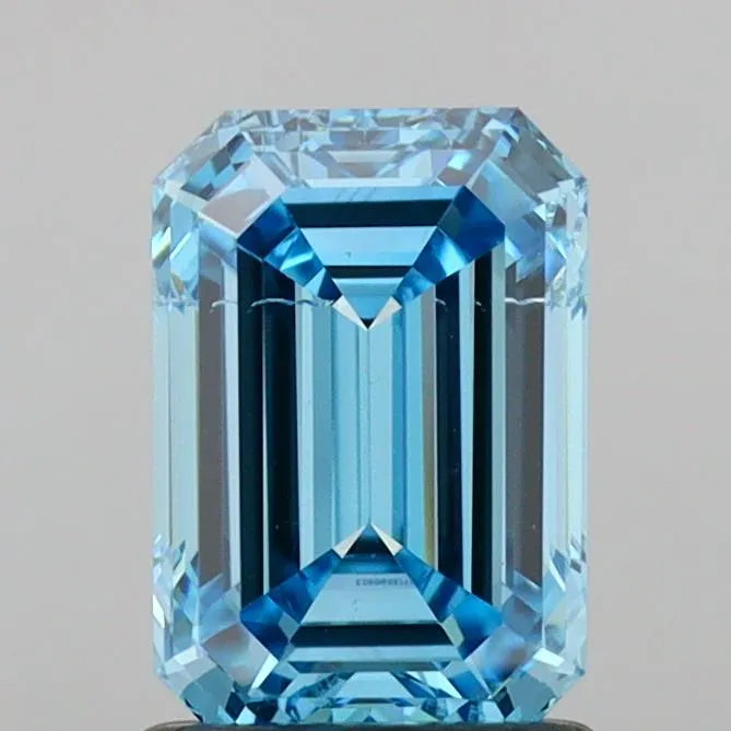 1.41ct Emerald Lab Grown Diamond (Colour Fancy Vivid Blue, Clarity SI1, IGI Certified)