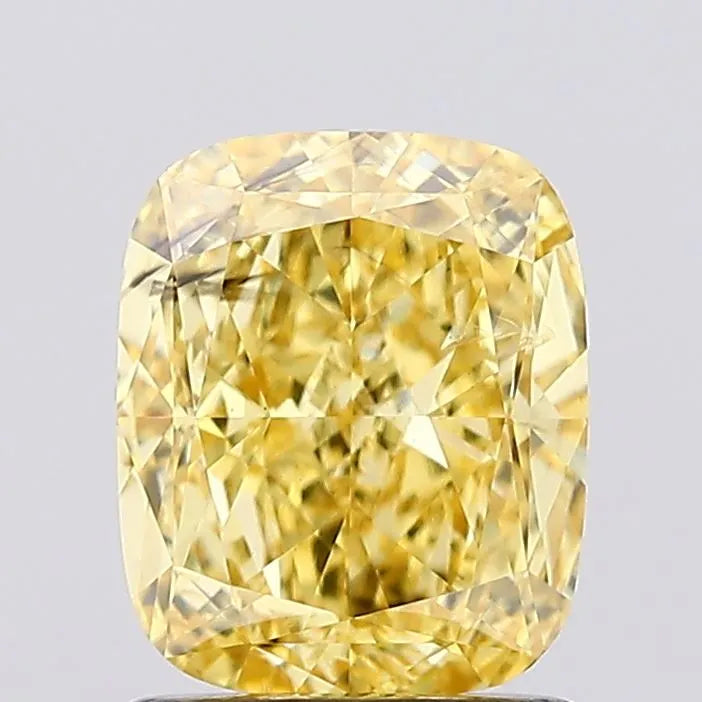 1.42ct Cushion modified Lab Grown Diamond (Colour Fancy Vivid Yellow, Clarity SI1, IGI Certified)