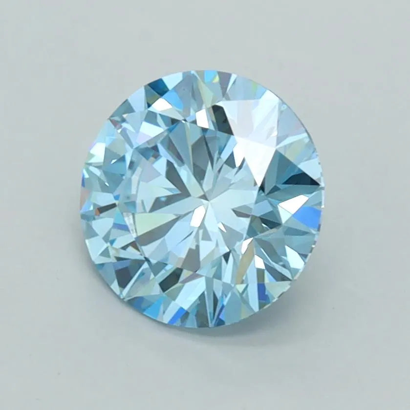 1.42ct Round Lab Grown Diamond (Colour Fancy Vivid Blue, Clarity VVS1, Cut ID, IGI Certified)