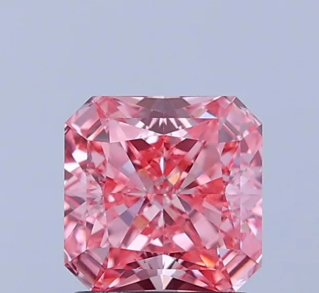 1.42ct Square radiant Lab Grown Diamond (Colour Fancy Vivid Pink, Clarity VS1, IGI Certified)