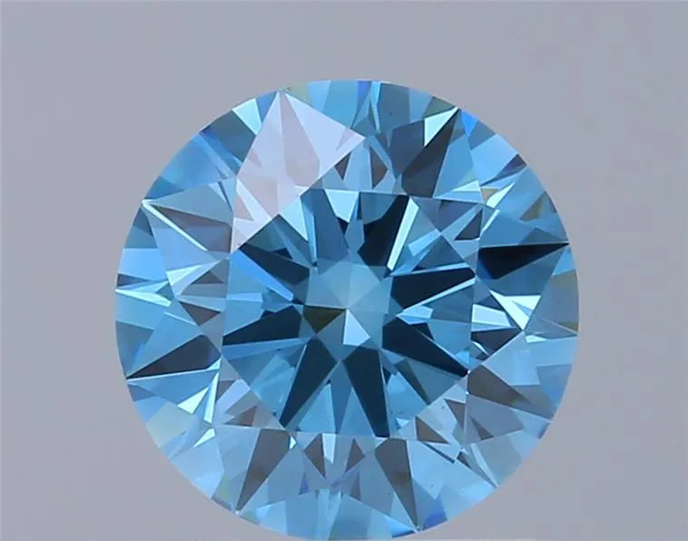 1.44ct Round Lab Grown Diamond (Colour Fancy Vivid Blue, Clarity VVS2, Cut ID, IGI Certified)