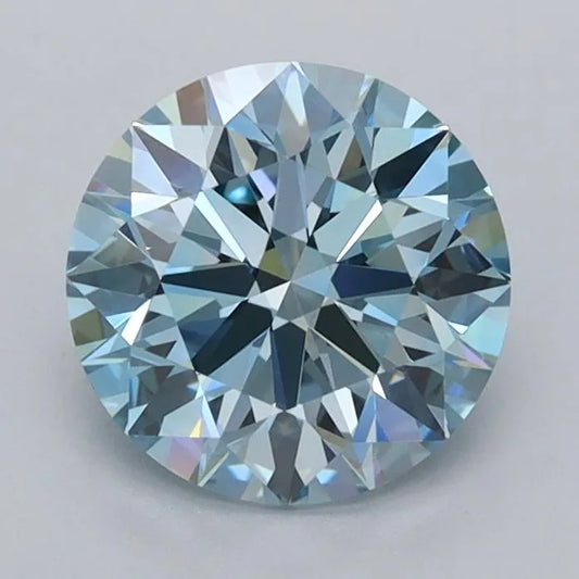 1.45ct Round Lab Grown Diamond (Colour Fancy Vivid Blue, Clarity VVS1, Cut ID, IGI Certified)