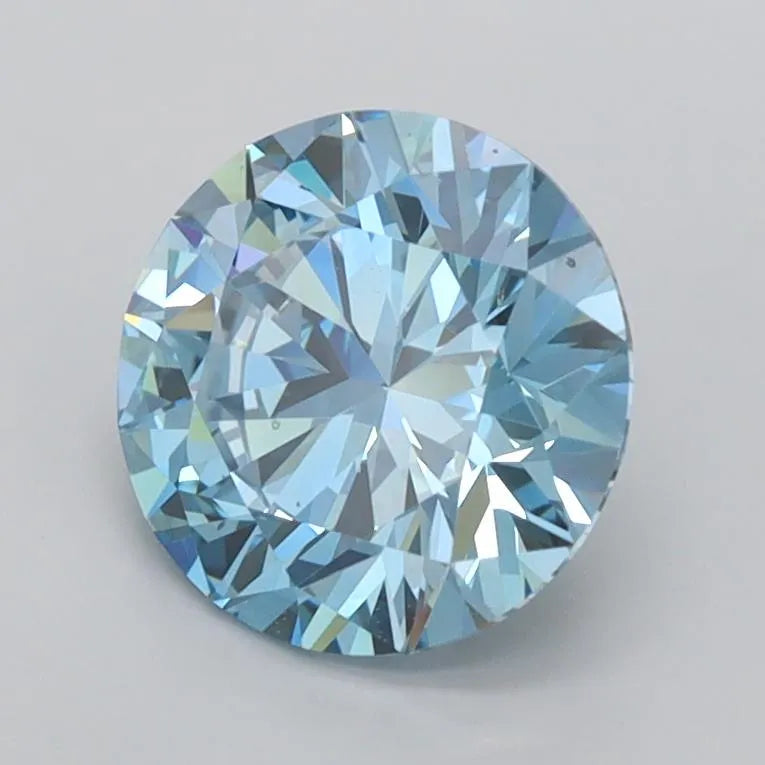 1.47ct Round Lab Grown Diamond (Colour Fancy Vivid Blue, Clarity VVS1, Cut ID, IGI Certified)