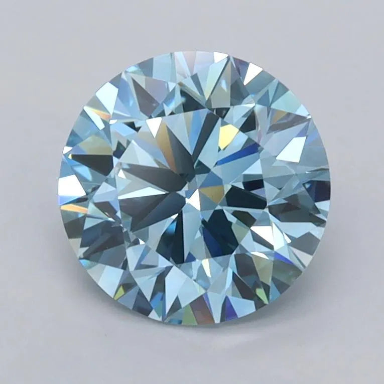 1.47ct Round Lab Grown Diamond (Colour Fancy Vivid Blue, Clarity VVS1, Cut ID, IGI Certified)