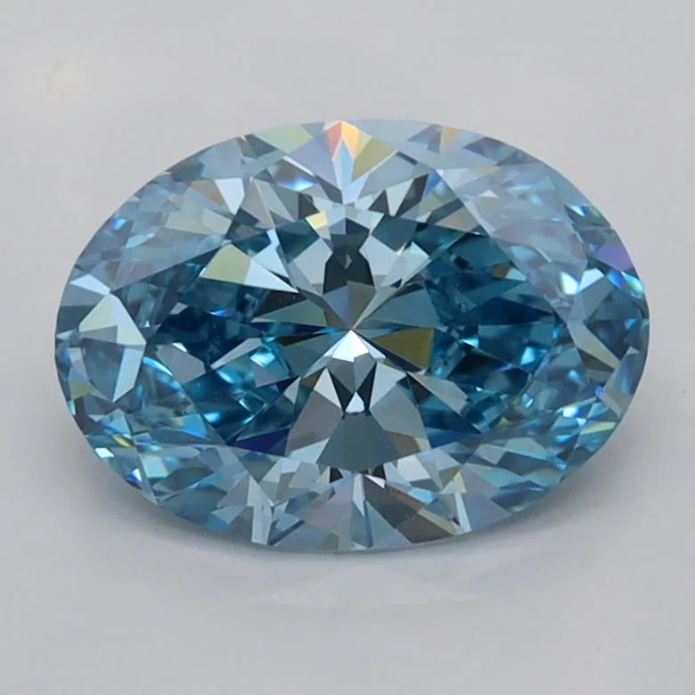 1.50ct Oval Lab Grown Diamond (Colour Fancy Vivid Blue, Clarity VVS2, IGI Certified)