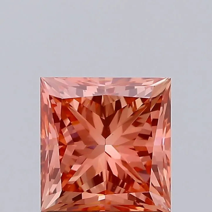 1.50ct Princess Lab Grown Diamond (Colour Fancy Intense Orangey Pink, Clarity VS2, IGI Certified)