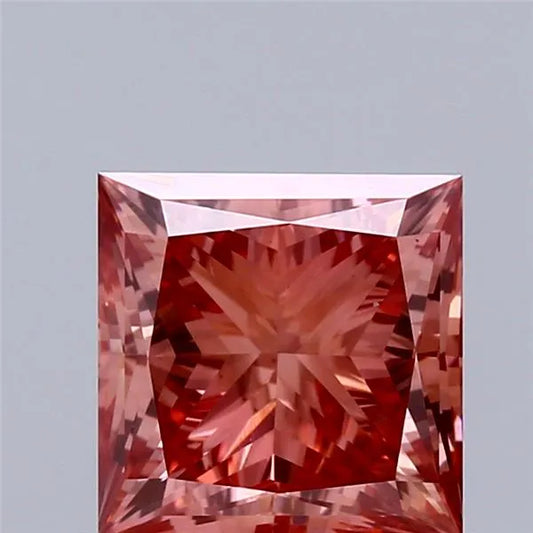 1.50ct Princess Lab Grown Diamond (Colour Fancy Vivid Brownish Pink, Clarity VS1, IGI Certified)
