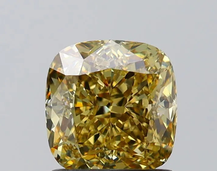 1.51ct Cushion brilliant Lab Grown Diamond (Colour Fancy Gray Yellow, Clarity VVS2, IGI Certified)