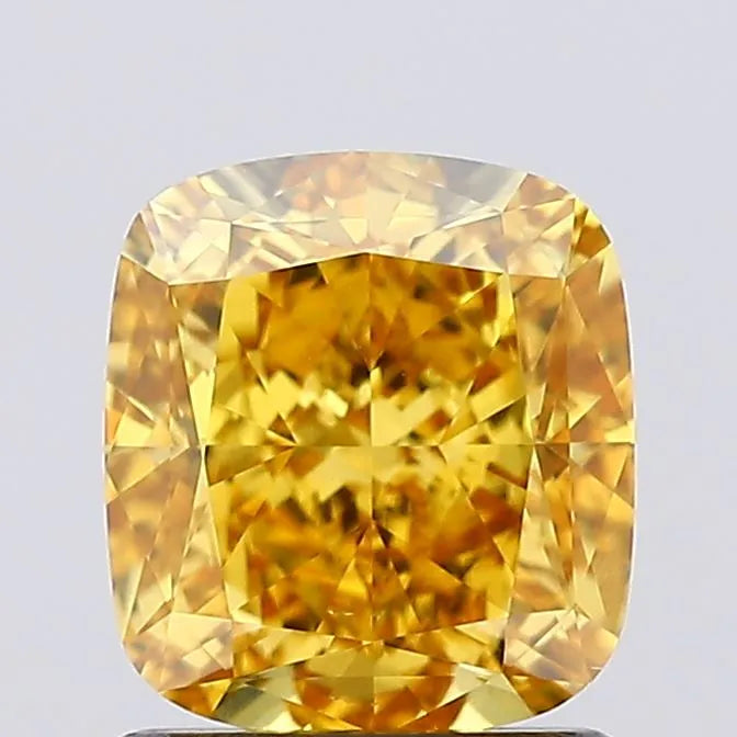 1.51ct Cushion modified Lab Grown Diamond (Colour Fancy Vivid Orangey Yellow, Clarity VS1, IGI Certified)