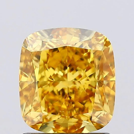 1.51ct Cushion modified Lab Grown Diamond (Colour Fancy Vivid Orangey Yellow, Clarity VS1, IGI Certified)