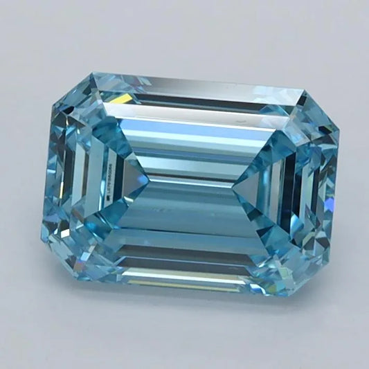 1.51ct Emerald Lab Grown Diamond (Colour Fancy Vivid Blue, Clarity VVS2, IGI Certified)