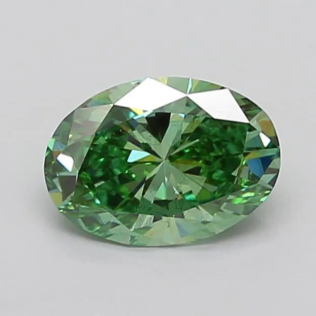 1.51ct Oval Lab Grown Diamond (Colour Fancy Vivid Green, Clarity SI1, IGI Certified)