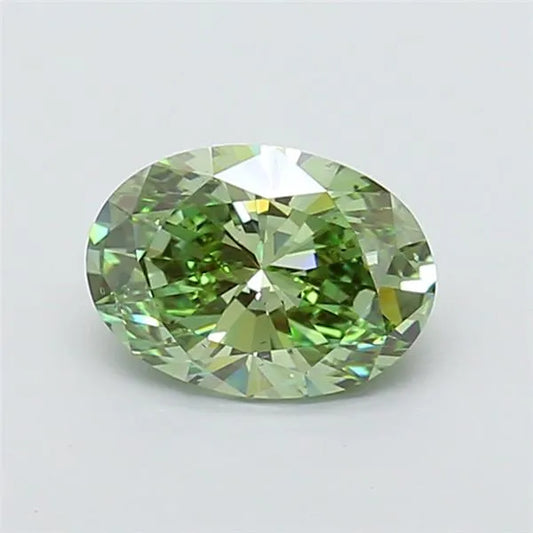 1.51ct Oval Lab Grown Diamond (Colour Fancy Vivid Green, Clarity SI1, IGI Certified)