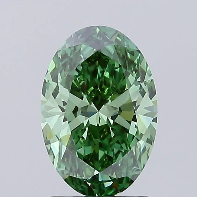 1.51ct Oval Lab Grown Diamond (Colour Fancy Vivid Green, Clarity VS1, IGI Certified)
