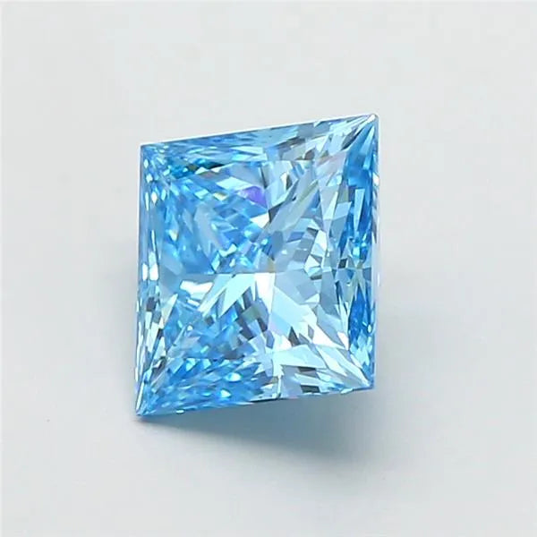 1.51ct Princess Lab Grown Diamond (Colour Fancy Vivid Blue, Clarity VS1, IGI Certified)