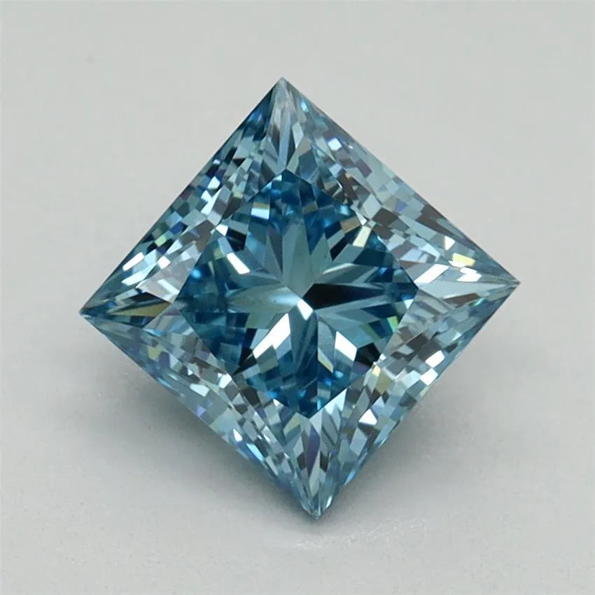 1.51ct Princess Lab Grown Diamond (Colour Fancy Vivid Blue, Clarity VVS2, IGI Certified)