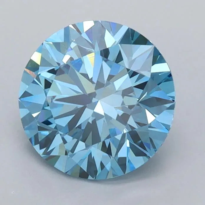 1.51ct Round Lab Grown Diamond (Colour Fancy Vivid Blue, Clarity VVS2, Cut ID, IGI Certified)