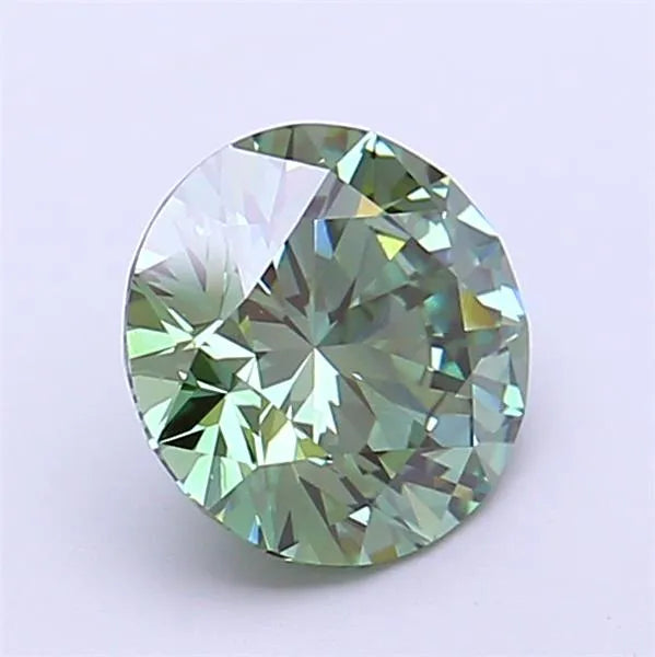 1.51ct Round Lab Grown Diamond (Colour Fancy Vivid Green, Clarity VVS2, Cut ID, IGI Certified)