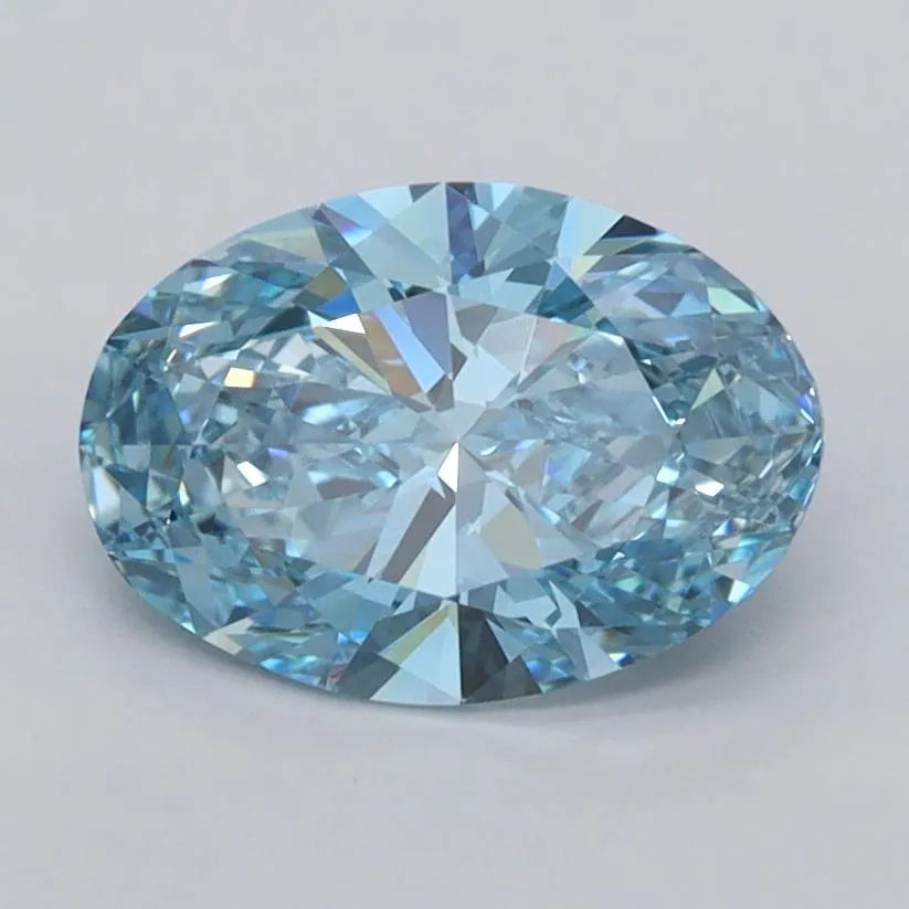 1.52ct Oval Lab Grown Diamond (Colour Fancy Vivid Blue, Clarity VVS1, IGI Certified)