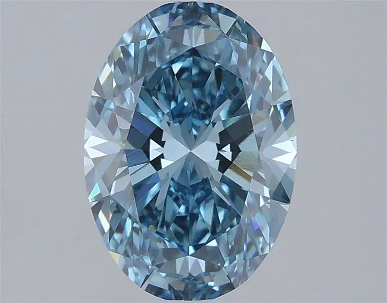 1.52ct Oval Lab Grown Diamond (Colour Fancy Vivid Blue, Clarity VVS2, IGI Certified)
