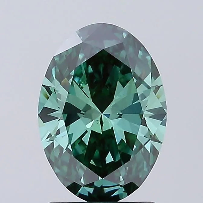 1.52ct Oval Lab Grown Diamond (Colour Fancy Vivid Green, Clarity VS1, IGI Certified)