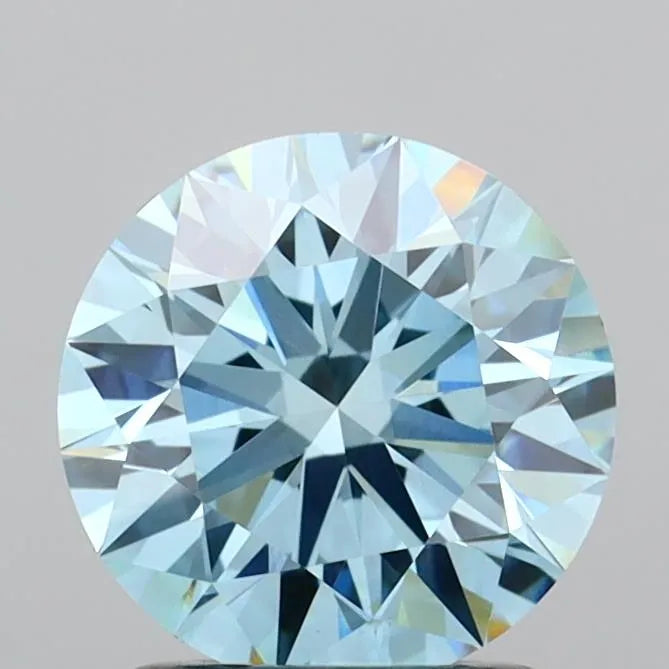 1.52ct Round Lab Grown Diamond (Colour Fancy Vivid Blue, Clarity VVS2, Cut ID, IGI Certified)