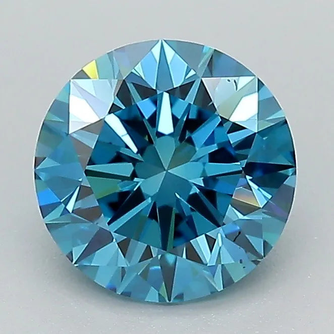 1.52ct Round Lab Grown Diamond (Colour Fancy Vivid Blue, Clarity VVS2, Cut ID, IGI Certified)
