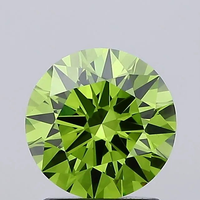 1.52ct Round Lab Grown Diamond (Colour Fancy Vivid Green, Clarity VVS2, Cut ID, IGI Certified)