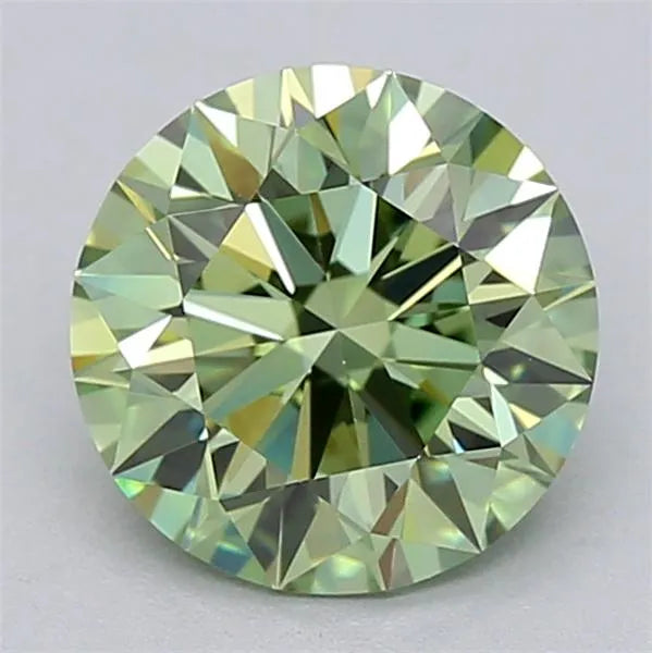 1.52ct Round Lab Grown Diamond (Colour Fancy Vivid Green, Clarity VVS2, Cut ID, IGI Certified)