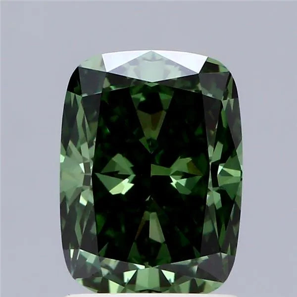 1.53ct Cushion brilliant Lab Grown Diamond (Colour Fancy Vivid Green, Clarity VVS2, IGI Certified)