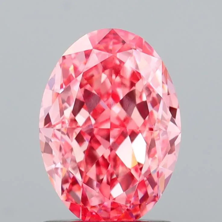 1.53ct Oval Lab Grown Diamond (Colour Fancy Vivid Pink, Clarity VVS2, IGI Certified)