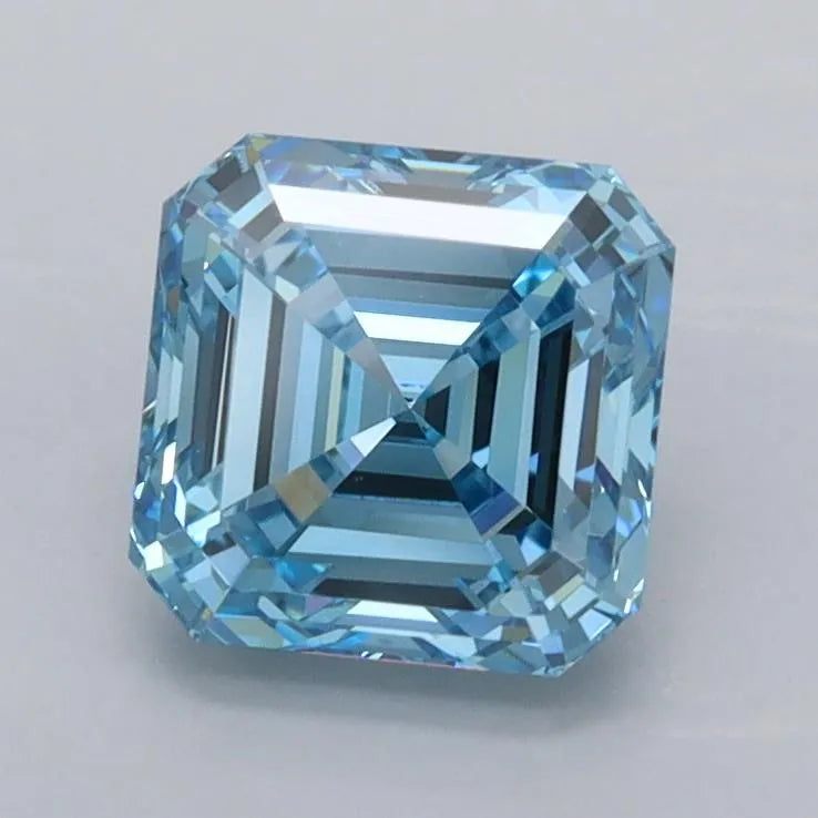1.54ct Asscher Lab Grown Diamond (Colour Fancy Vivid Blue, Clarity VVS1, IGI Certified)
