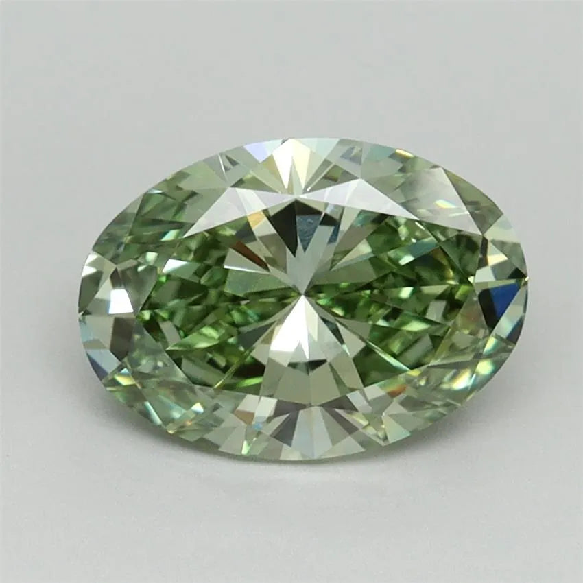 1.54ct Oval Lab Grown Diamond (Colour Fancy Vivid Green, Clarity VVS2, IGI Certified)