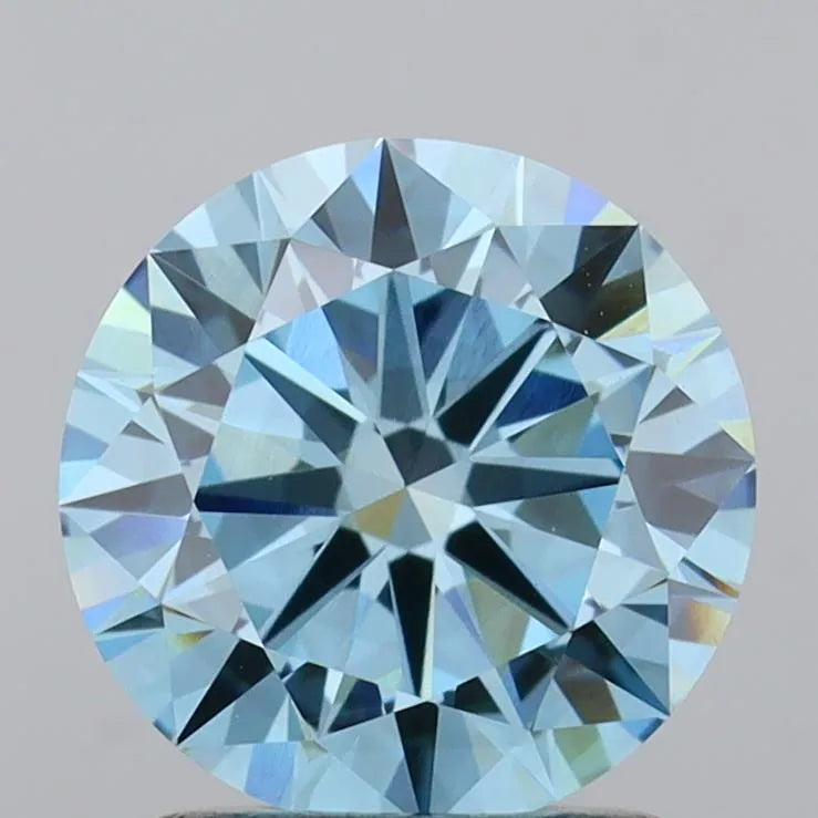 1.54ct Round Lab Grown Diamond (Colour Fancy Vivid Blue, Clarity VVS2, Cut EX, IGI Certified)