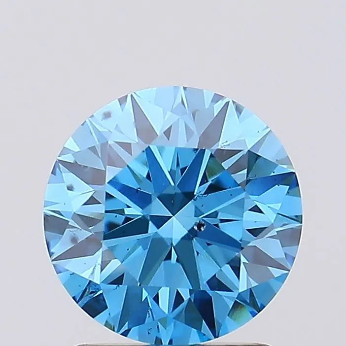1.55ct Round Lab Grown Diamond (Colour Fancy Vivid Blue, Clarity SI1, Cut ID, IGI Certified)