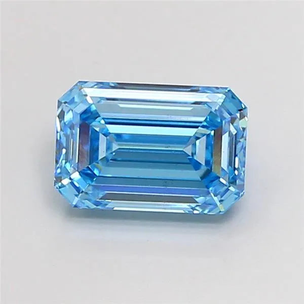 1.56ct Emerald Lab Grown Diamond (Colour Fancy Vivid Blue, Clarity VS2, IGI Certified)