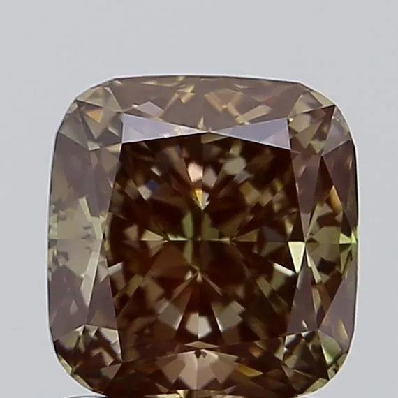 1.57ct Cushion modified Lab Grown Diamond (Colour Fancy Brown Green, Clarity VVS2, IGI Certified)