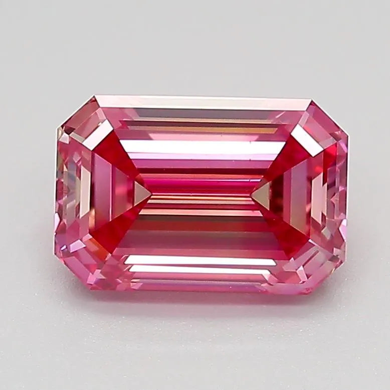 1.57ct Emerald Lab Grown Diamond (Colour Fancy Vivid Purplish Pink, Clarity VS1, Cut GD, IGI Certified)